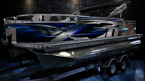 Pontoon Boat Wrap Design-Blue