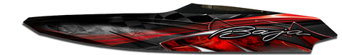 Baja Custom vinyl boat wrap design -  Red Rush