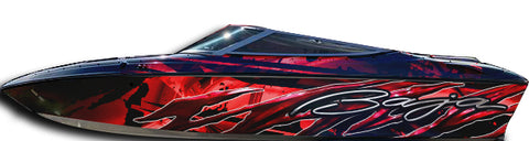 Islander vinyl boat wrap - Dagger Red