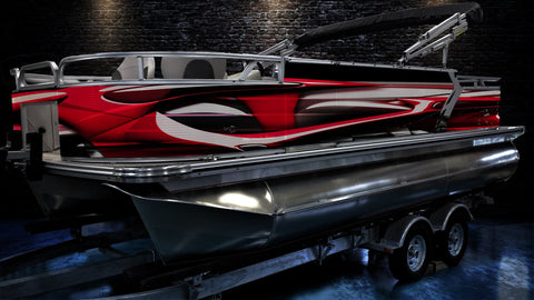 Pontoon Boat Wrap Design-Red