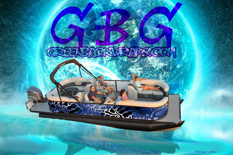 Pontoon Boat Wrap Design-B1 BLUE FROST