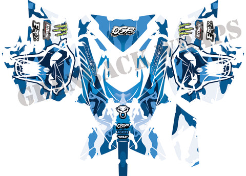 2012-2019 Arctic Cat X.F 800 High country & all F series decal wrap- Blue Camo - green-back-graphics