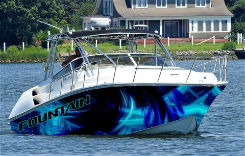 Fountain Boat Wrap Design- Blue