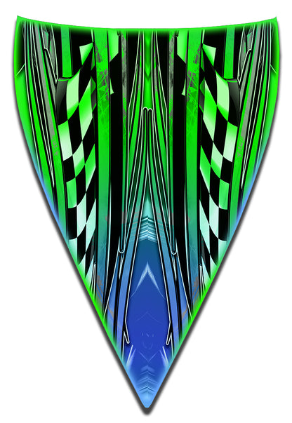 Baja Custom vinyl boat wrap design -  Green and Blue