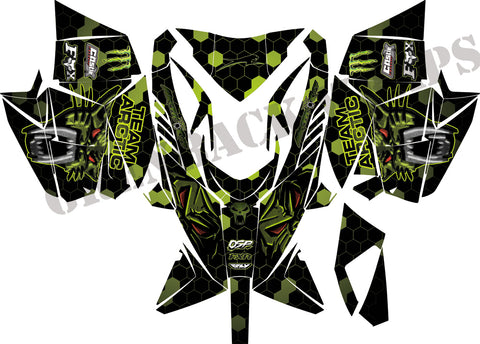2012-2019 Arctic Cat X.F 800 High country & all F series decal wrap-Tech - green-back-graphics